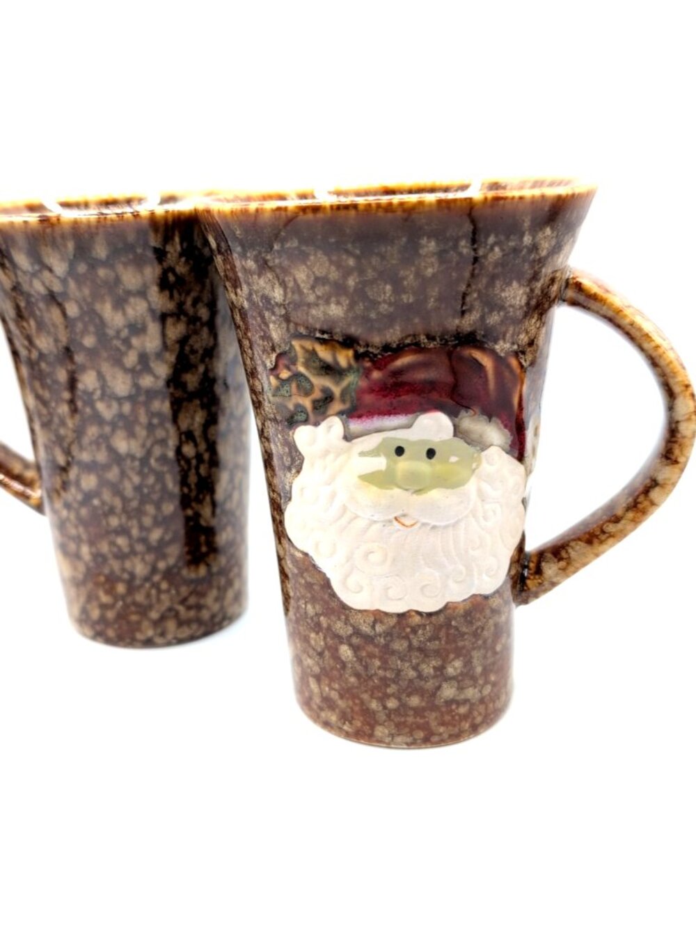Set of 2 Matching Ceramic Santa Claus Holiday Mugs VGC No Damage Unmarked